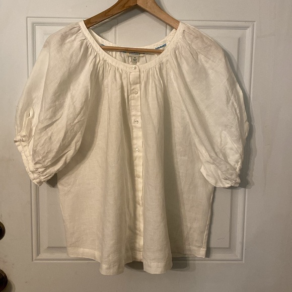 NWOT Sundance Graceful Days White 100% Linen Button Top - Picture 5 of 15